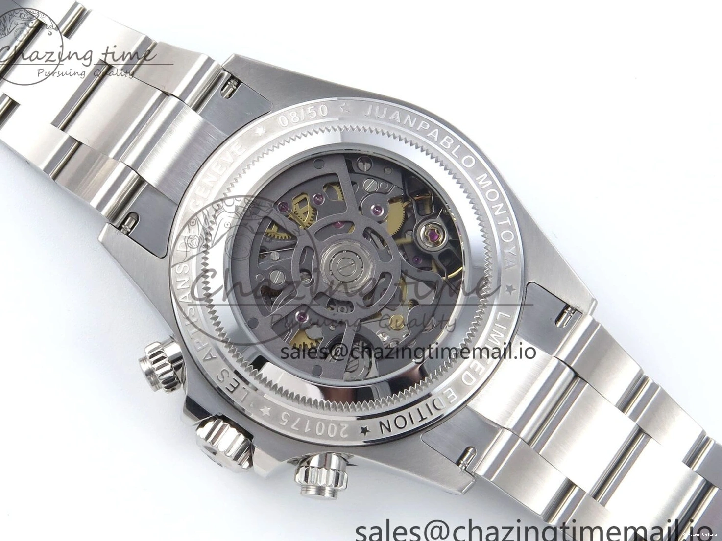 0124 Daytona Artisans SS GETF Best Edition Blue Skeleton Dial Diamonds Bezel on SS Bracelet DD Sleek 371